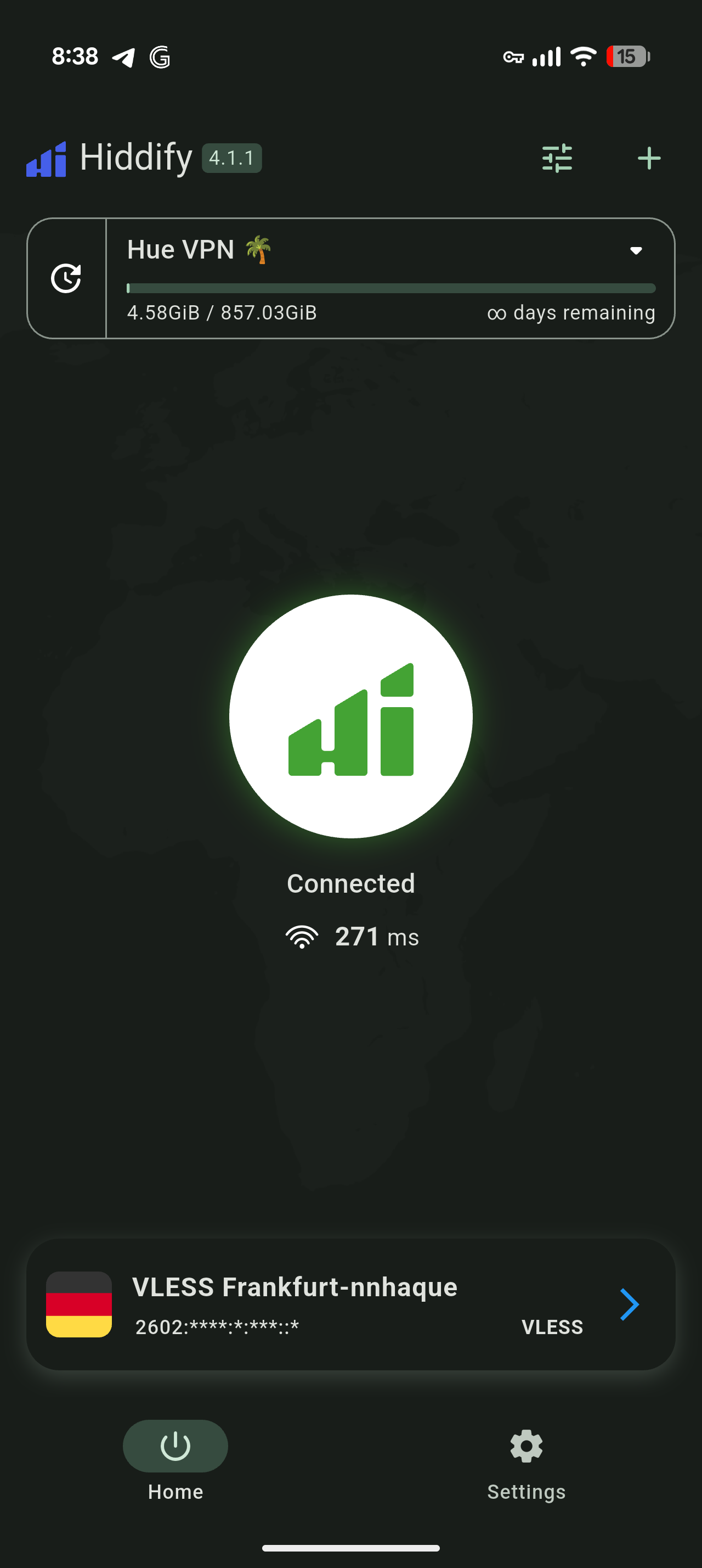 Hiddify connected