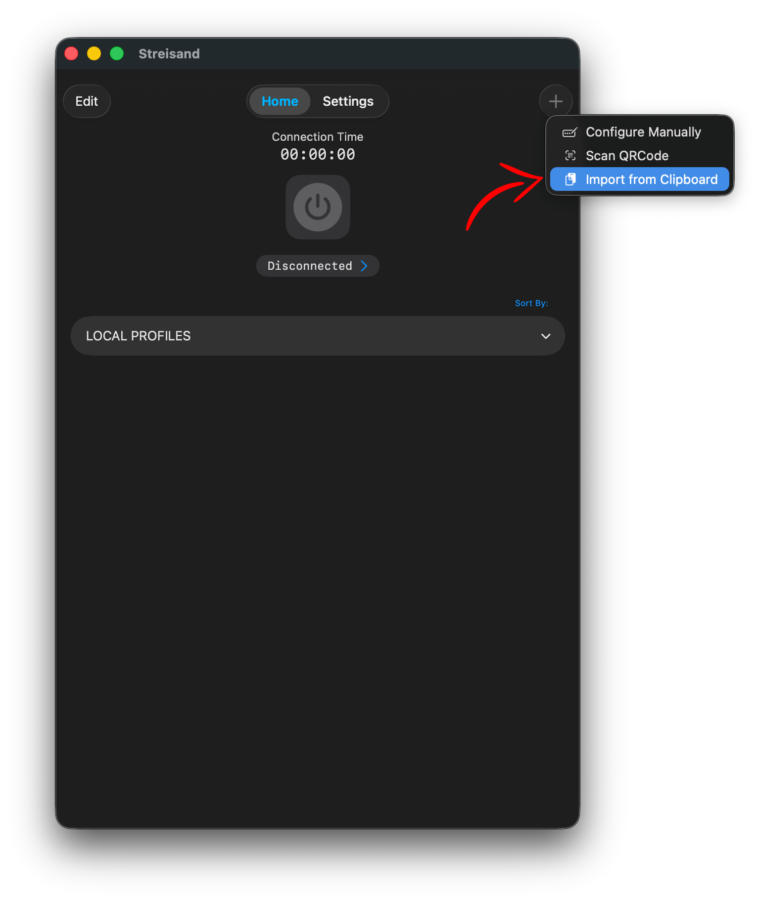 Streisand macOS add server