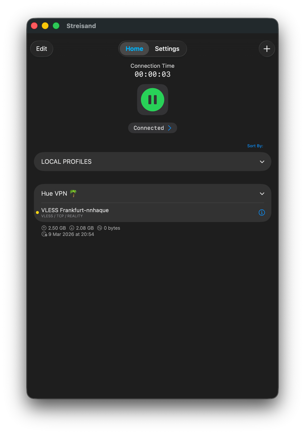Streisand macOS connected