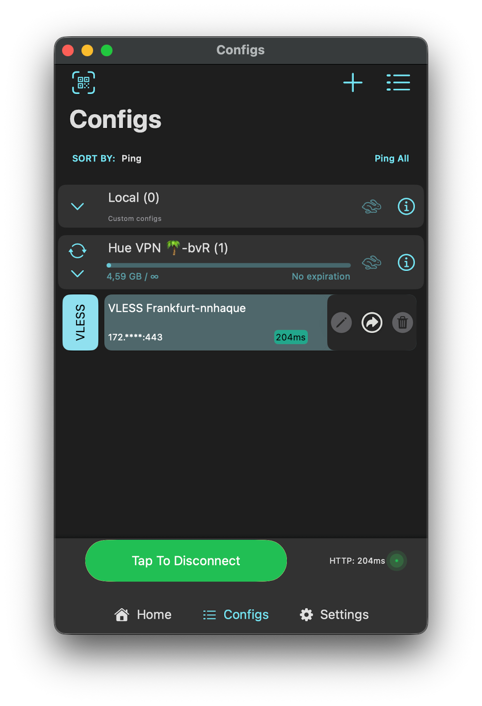 v2box macOS connected